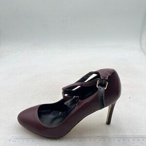 Wine Women Sexy Pointed Toe High Heel Pumps Ankle Strap Side Buckle Party Shoes